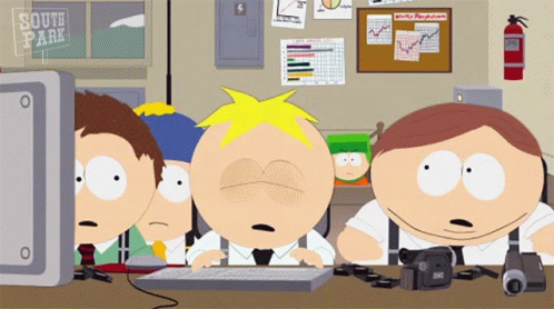 South Park Characters Looking at Computer