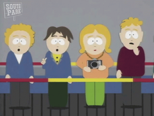 South Park Characters Sitting in a Line