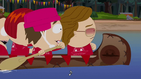 South Park Characters Struggle To Row The Boat GIF