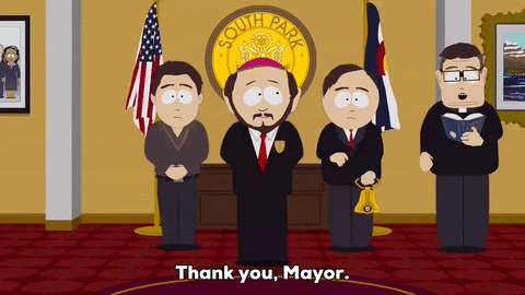 South Park Mayor Saying Thank You At His Office GIF