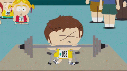 South Park Player 053 Lifts Barbell Row GIF