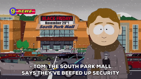 South Park Reporter Giving Black Friday News GIF