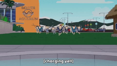South Park Residents Charge At Enemies GIF