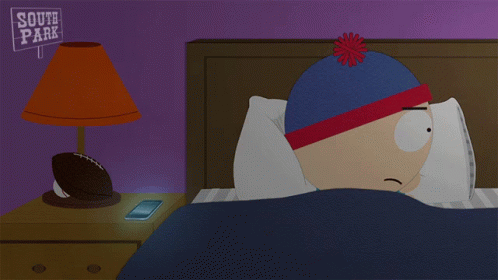 South Park Sign Above Bed Person Covering Face GIF