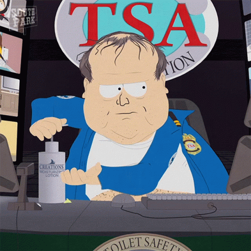 South Park Tsa Employee Putting Lotion On Hand GIF