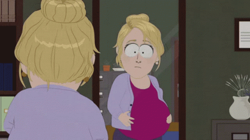 South Park Woman's Pregnant Belly In Mirror GIF