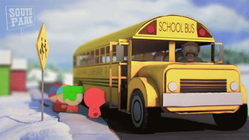 South Park Yellow School Bus Driving