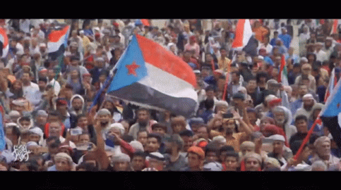 South Yemen Flag Crowd GIF
