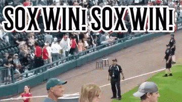 Sox Win Text on Baseball Field