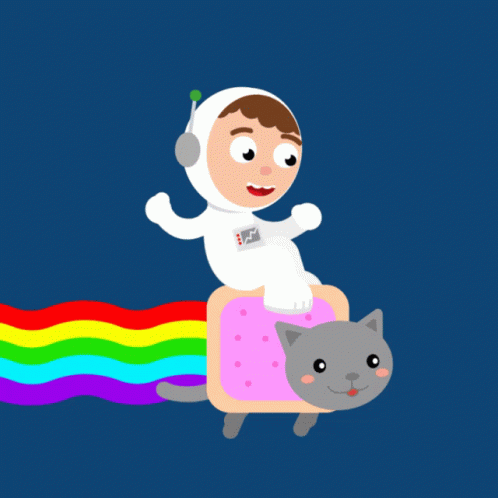 Space Baby Riding Rainbow Cat GIF