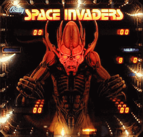 Space Invaders Pinball Machine With Red Alien GIF