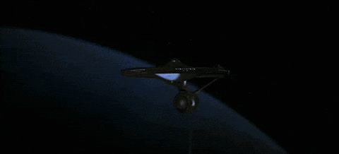 Space Ship Flying at Night with Blue Exhaust
