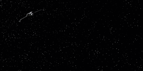 Space Ship Flying Through Dark Space With Stars