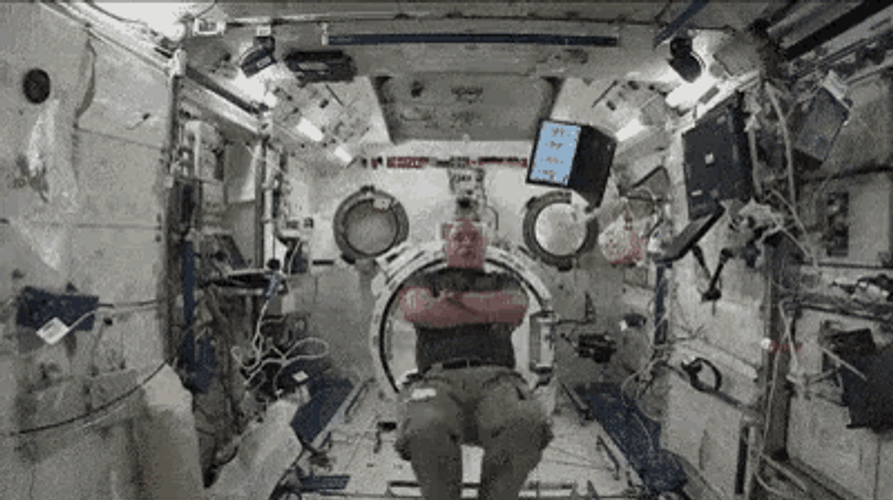 Space Station Man Floating Gravity GIF