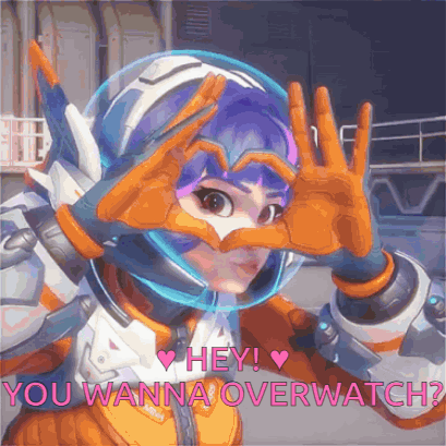 Space Suit Girl Heart Hands Hey You Wanna Overwatch