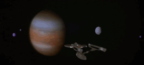 Spaceship Flying Over Planet With Crescent Moon