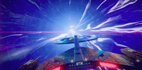 Spaceship Flying Through Wormhole
