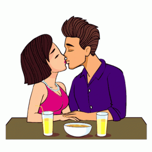 Spaghetti Dinner Kiss GIF.