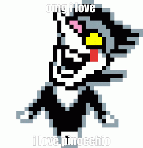 Spamton I Love Pinocchio Meme Pixel Art GIF