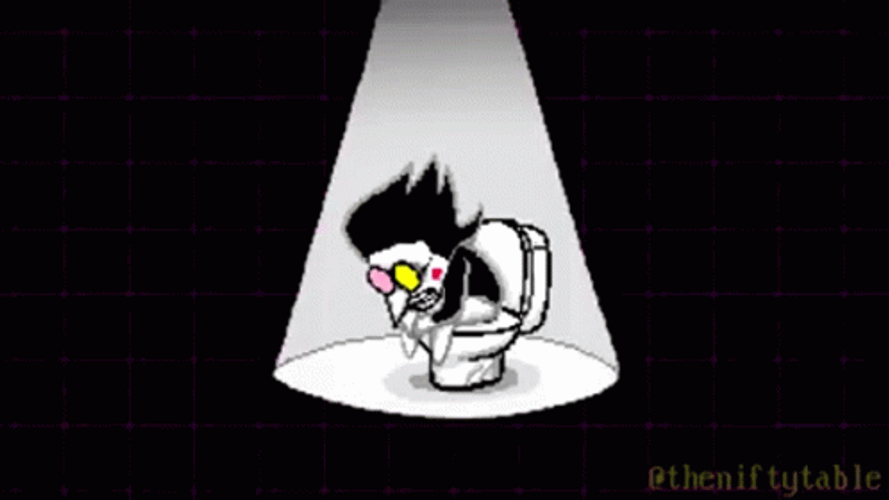 Spamton Sitting In Toilet Seat Meme GIF