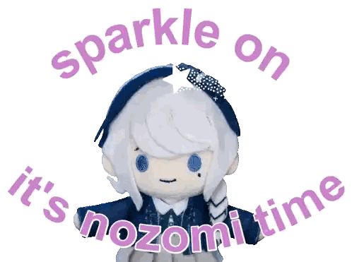Sparkle on Nozomi Time Sign With Stuffed Doll