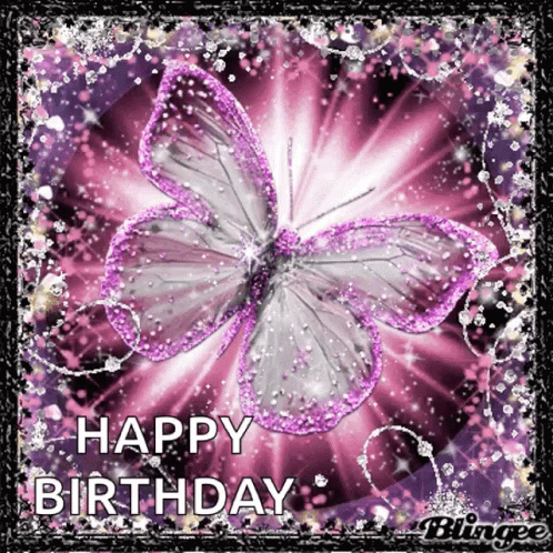 Sparkles Happy Birthday Butterfly GIF