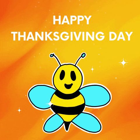 Sparkling Bee Animated Happy Thanksgiving GIF
