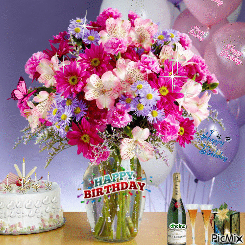 Sparkling Daisies Birthday Flowers GIF