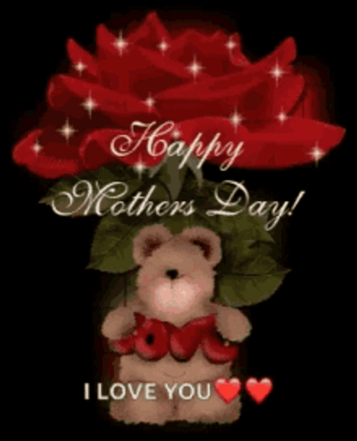 Sparkling Flower Blinking Bear Happy Mothers Day Niece GIF