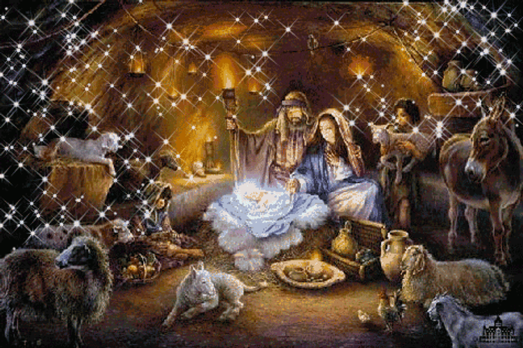 Sparkling Holy Night Religious Christmas GIF