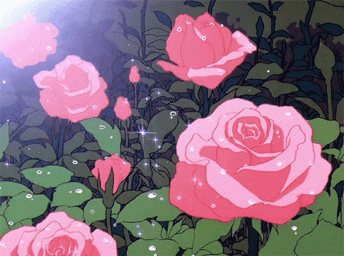 Sparkling Roses Anime Flower GIF