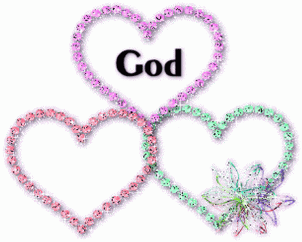 Sparkling Three Heart God Bless You GIF