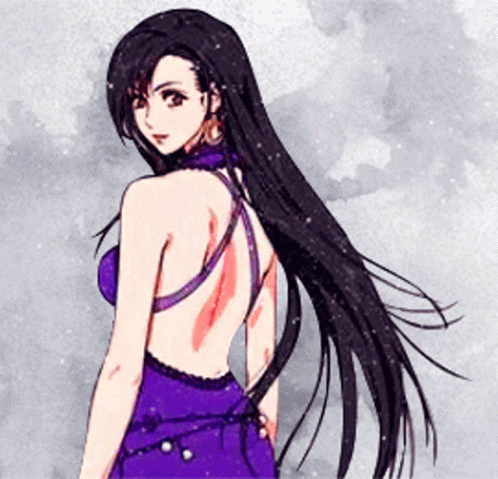 Sparkling Tifa Fierce Look GIF