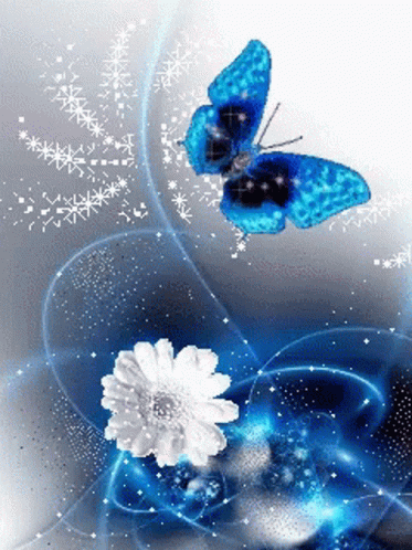 Sparkly Blue Butterfly GIF