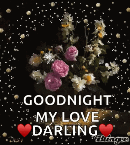 Sparkly Floral Good Night Love Greeting Card GIF