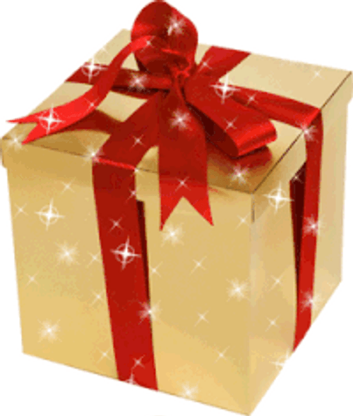 Sparkly Golden Box With Red Ribbon GIF