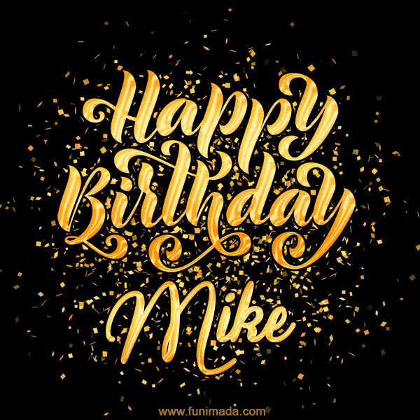 Sparkly Golden Happy Birthday Mike Greeting Text GIF