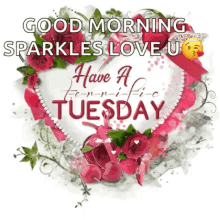 Sparkly Tuesday Morning Pink Heart Bouquet GIF