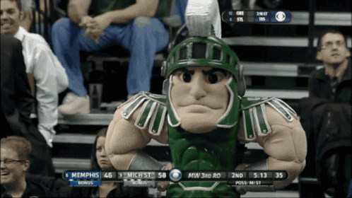 Spartan Mascot in Stands During Memphis vs Michigan State Game