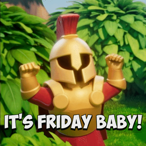 Spartan Saying It's Friday Baby GIF