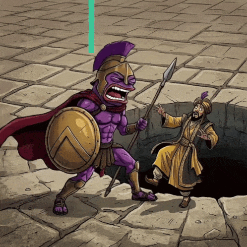 Spartan Warrior Holding Spear And Shield GIF