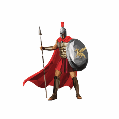 Spartan With Spear And Shield With Horse GIF