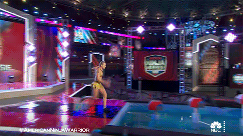 Sped Running American Ninja Warrior Obstacle Course GIF
