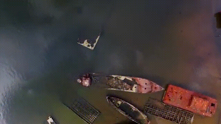Speed Boat Aerial View GIF