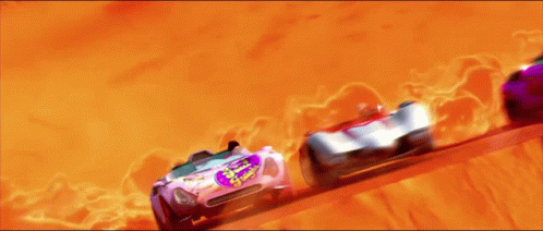 Speed Racer Cars Clashing Mid Air GIF