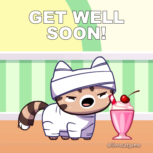 Speedy Recovery Get Well Soon Cat Drinking GIF