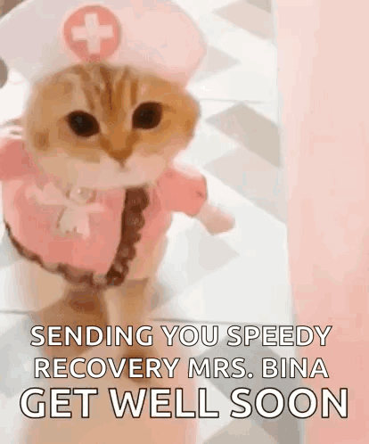 Speedy Recovery Get Well Soon Cat Nurse GIF