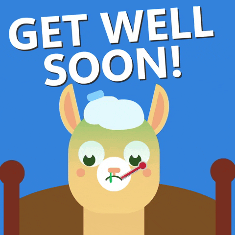 Speedy Recovery Get Well Soon Sick Alpaca GIF