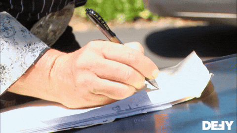 Speedy Scribbling Signs Documents GIF