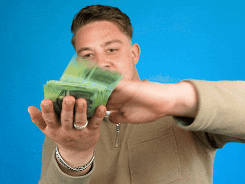 Spend Money Man Shoving Cash GIF